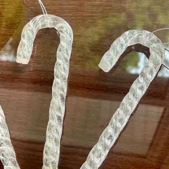 Vintage Lucite Glittered Swirled Candy Christmas Ornaments Set of 4 - Picture 8 of 9